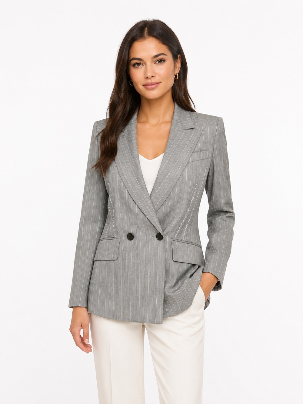 Escada Women's Gray Pinstripe Blazer